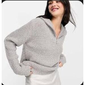 WHO WHAT WEAR Gray Ribbed Half Zip Sweater Women's Size XXL